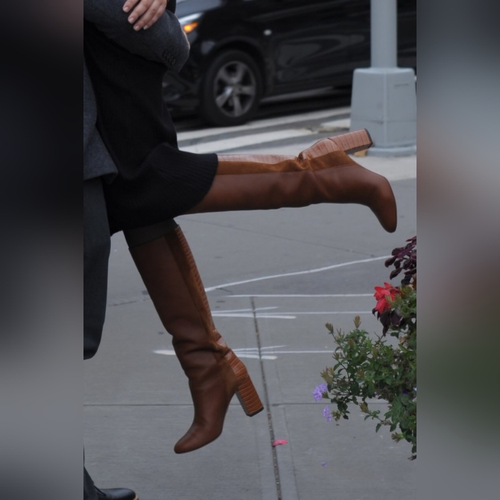AQUAZZURA - Eaton Boot 85 - CINNAMON - SUEDE/ PRINTED LEATHER
